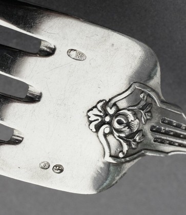 Russian / Polish Silver Serving Fork - Warsaw, Wladyslaw Hempel